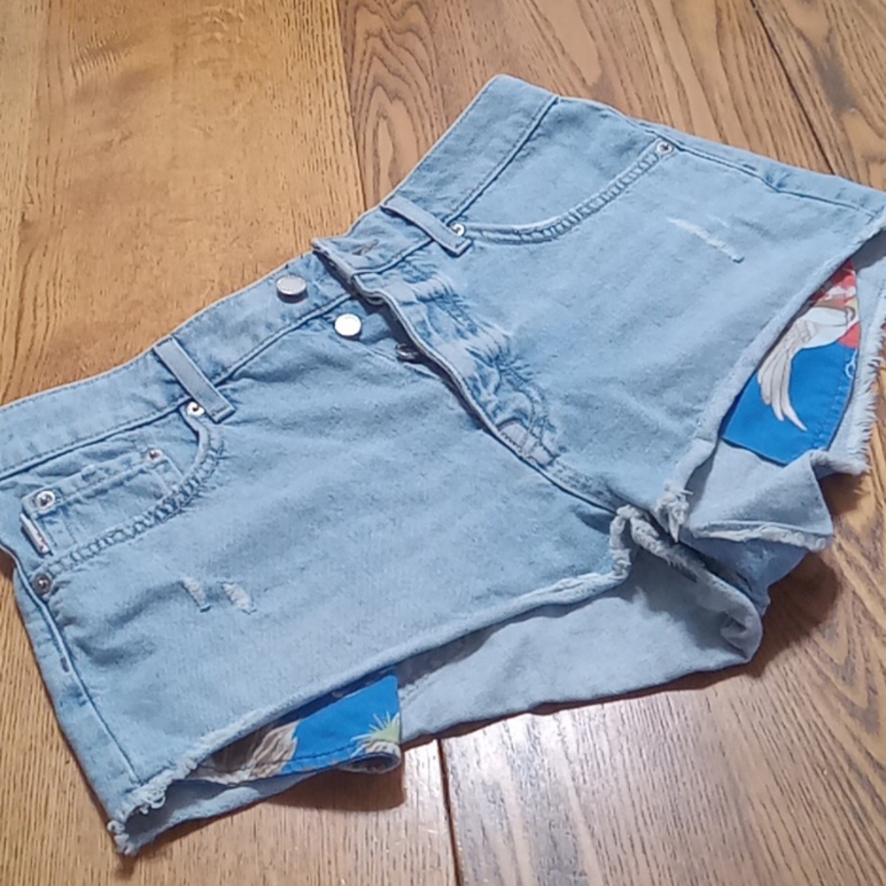 SUPERDRY Jean Shorts Women 28 Denim Preowned Used Button Fly Summer Spring Chic